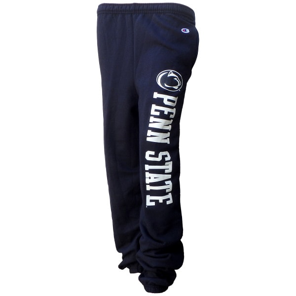 navy sweatpants with white Athletic Logo and Penn State printed down left leg